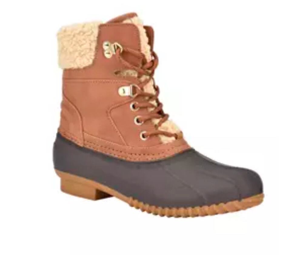 Tommy Hilfiger Rainah Duck Boots Womens 8M Brown Waterproof Lace Up Winter